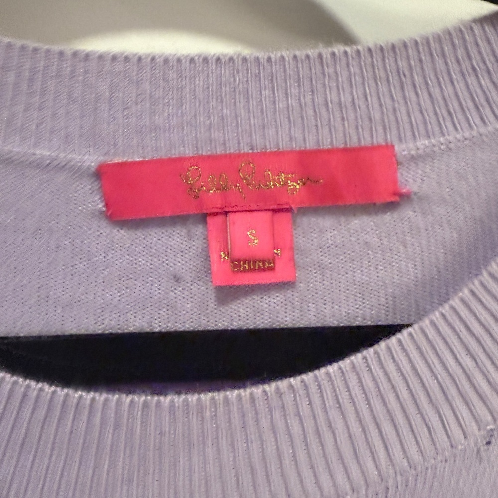 💜 Lilly Pulitzer Lavender Ruffle Hem Sweater – Size S - Picture 2 of 8